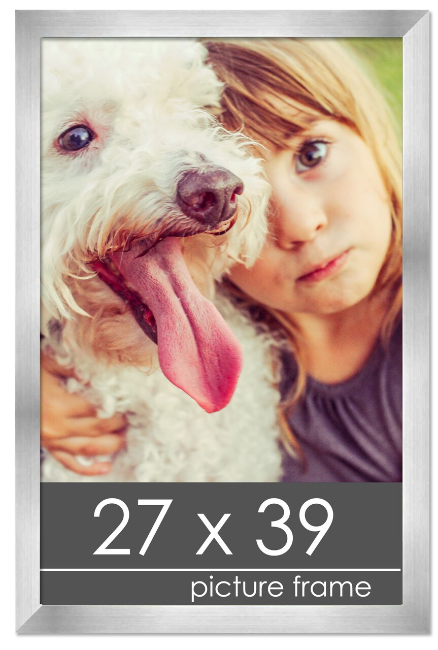 27x39 Solid Wood Picture Frame with UV-Resistant Acrylic & Acid-Free Backing, Available in 6 Finishes: Matte Black, Matte White, Metallic Bronze, Silver, Natural Wood Grain & Mahogany